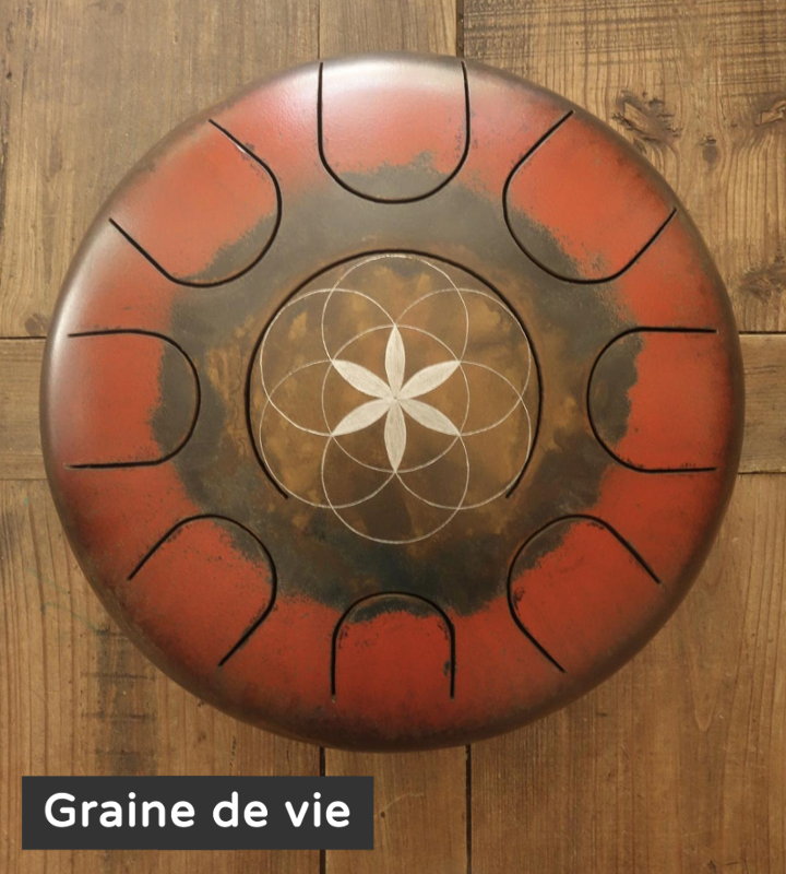 Graine de vie décoration gravure personnalisé Steel Tongue Drum - Sound Circle