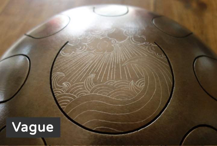 Vague décoration gravure personnalisé Steel Tongue Drum - Sound Circle